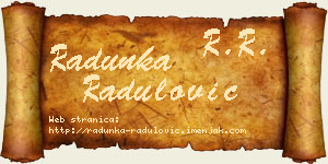 Radunka Radulović vizit kartica